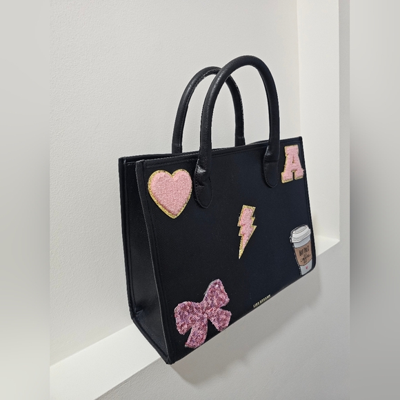 Like Dreams Black Tote with Pink Patch Details - Picture 6 of 16